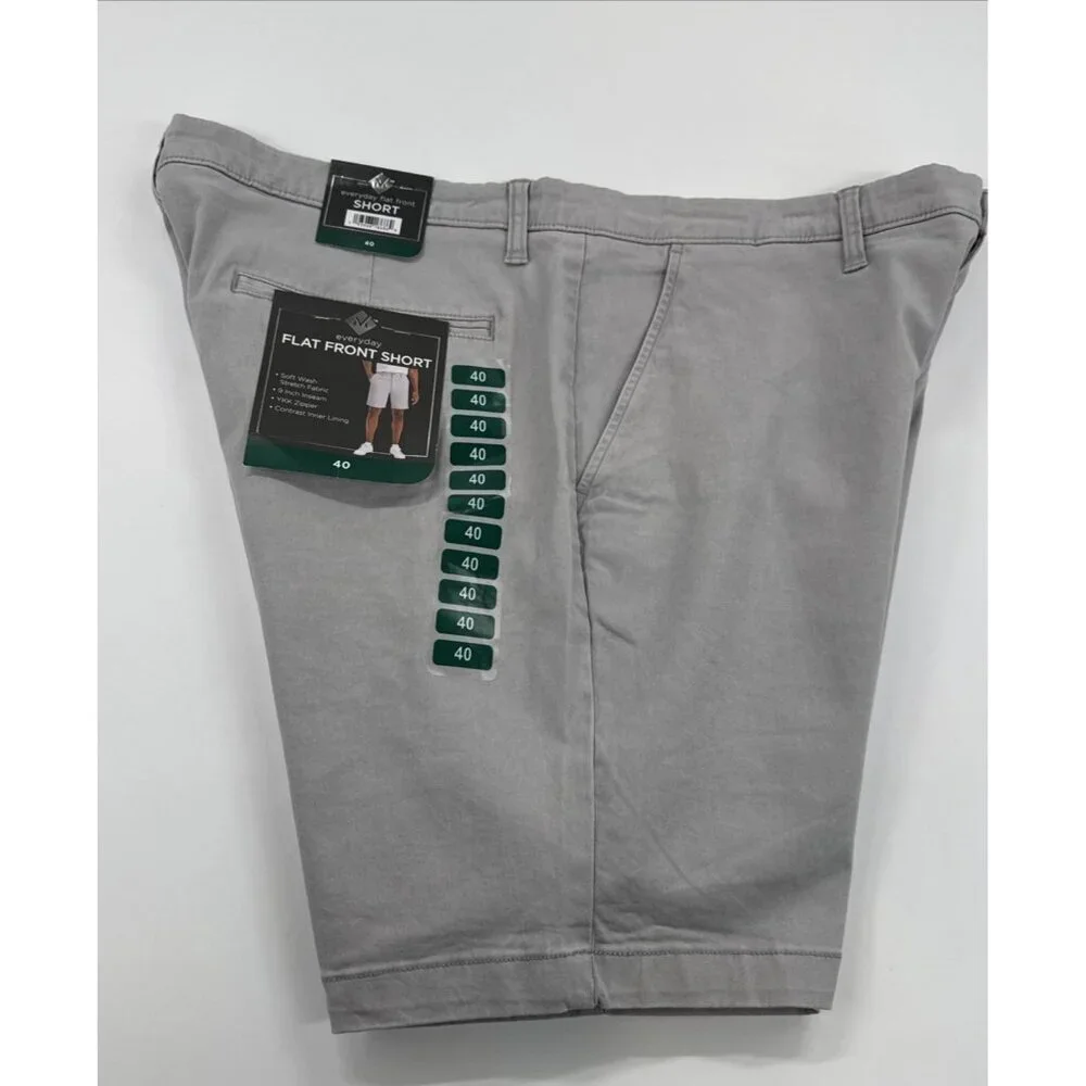 Members Mark Shorts Mens 40 Gray Chino Everyday Stretch Flat Front Travel 9